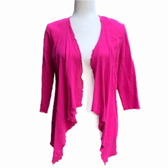 Soft Surroundings Sweaters - Soft Surroundings Gauze Topper XS Petite Natural Philosophy Fuchsia